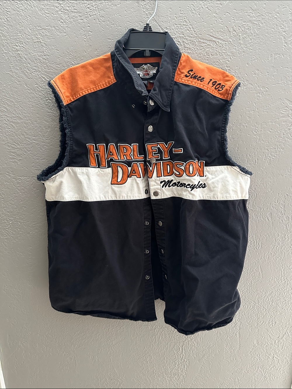 Harley‑Davidson Black, Orange & White Logo Vest